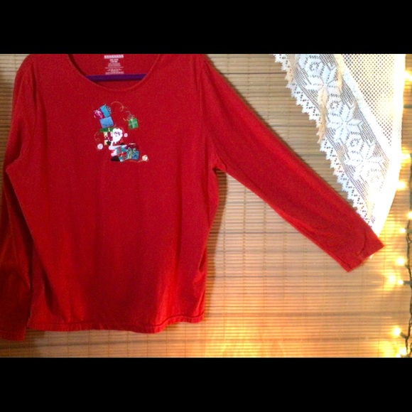 🎄CHRISTMAS holiday Santa appliqué festive top - Picture 3 of 15